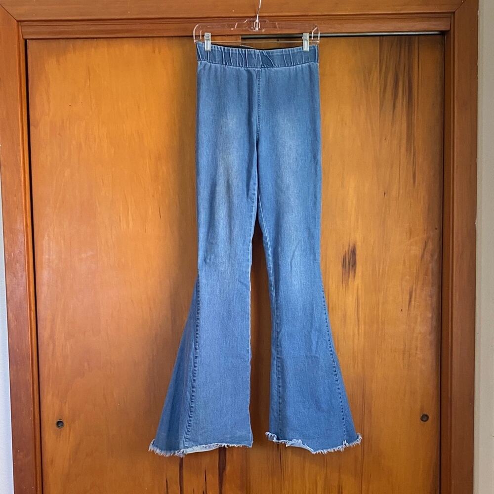 Newbury Kustom Blue Denim Jeans True Bell Bottoms 16” Boho Hippie 70s Inseam 34”